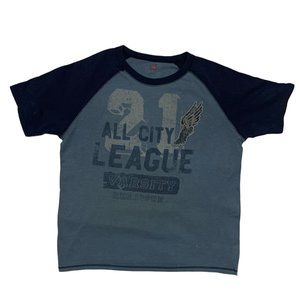 Hanes Men Blue Washed Athletic Tee Small